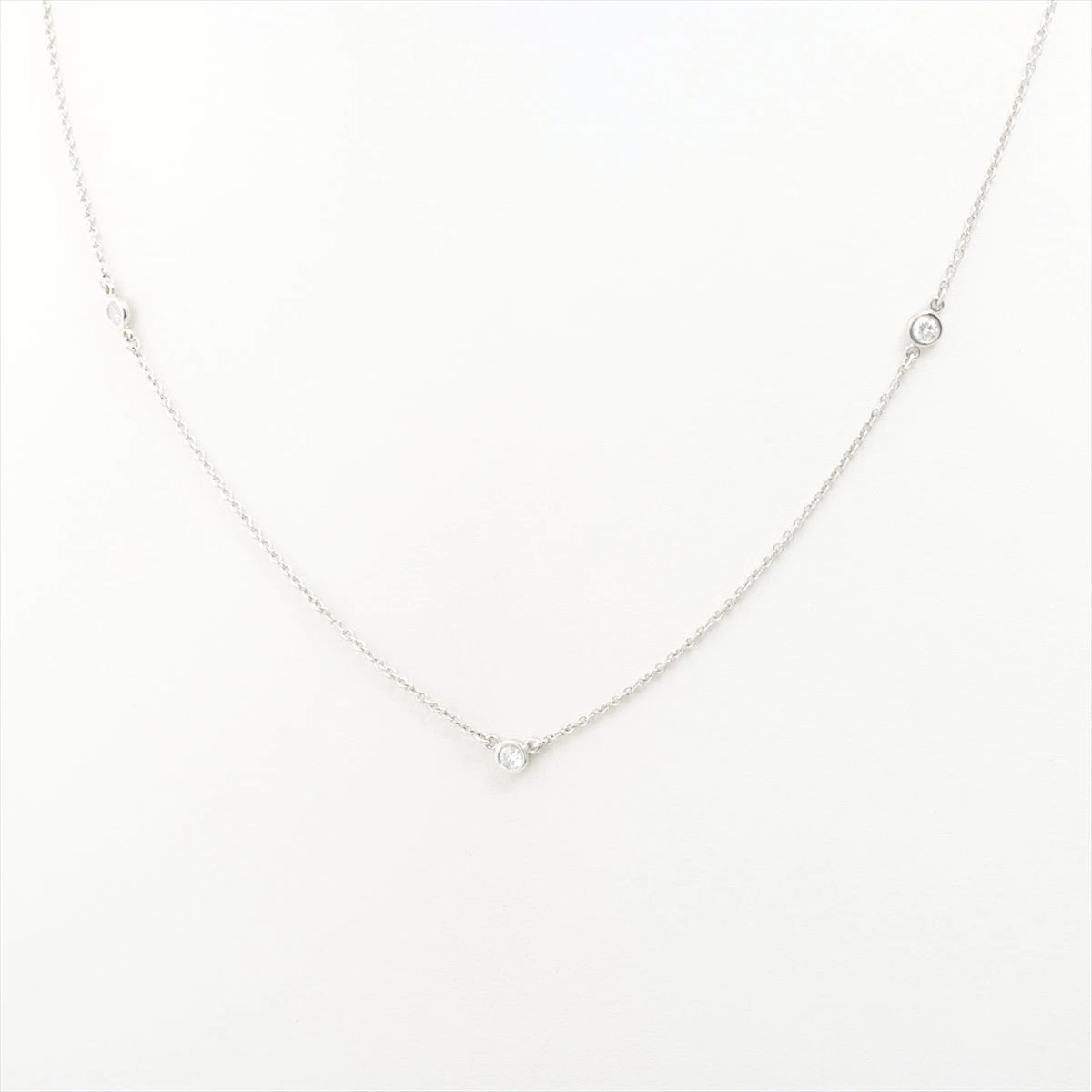 ティファニー バイザヤード 3P ダイヤ ネックレス Pt950 2.6g 直径約  