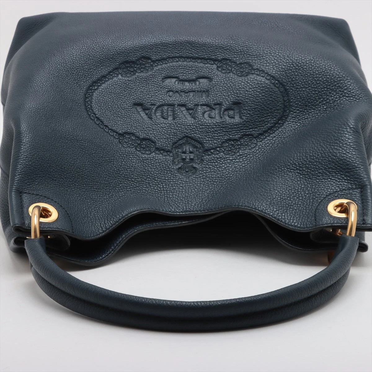 プラダ ヴィッテロフェニックス レザー ショルダーバッグ ネイビー