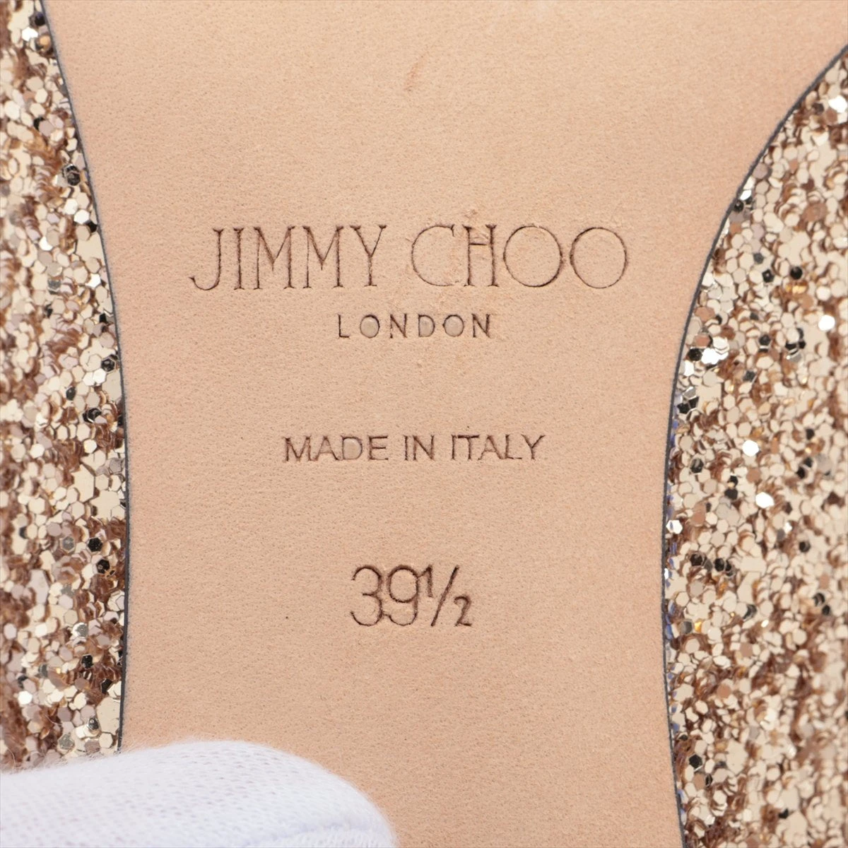ジミーチュウ レザー×グリッター パンプス 39 1/2 レディース ゴールド
