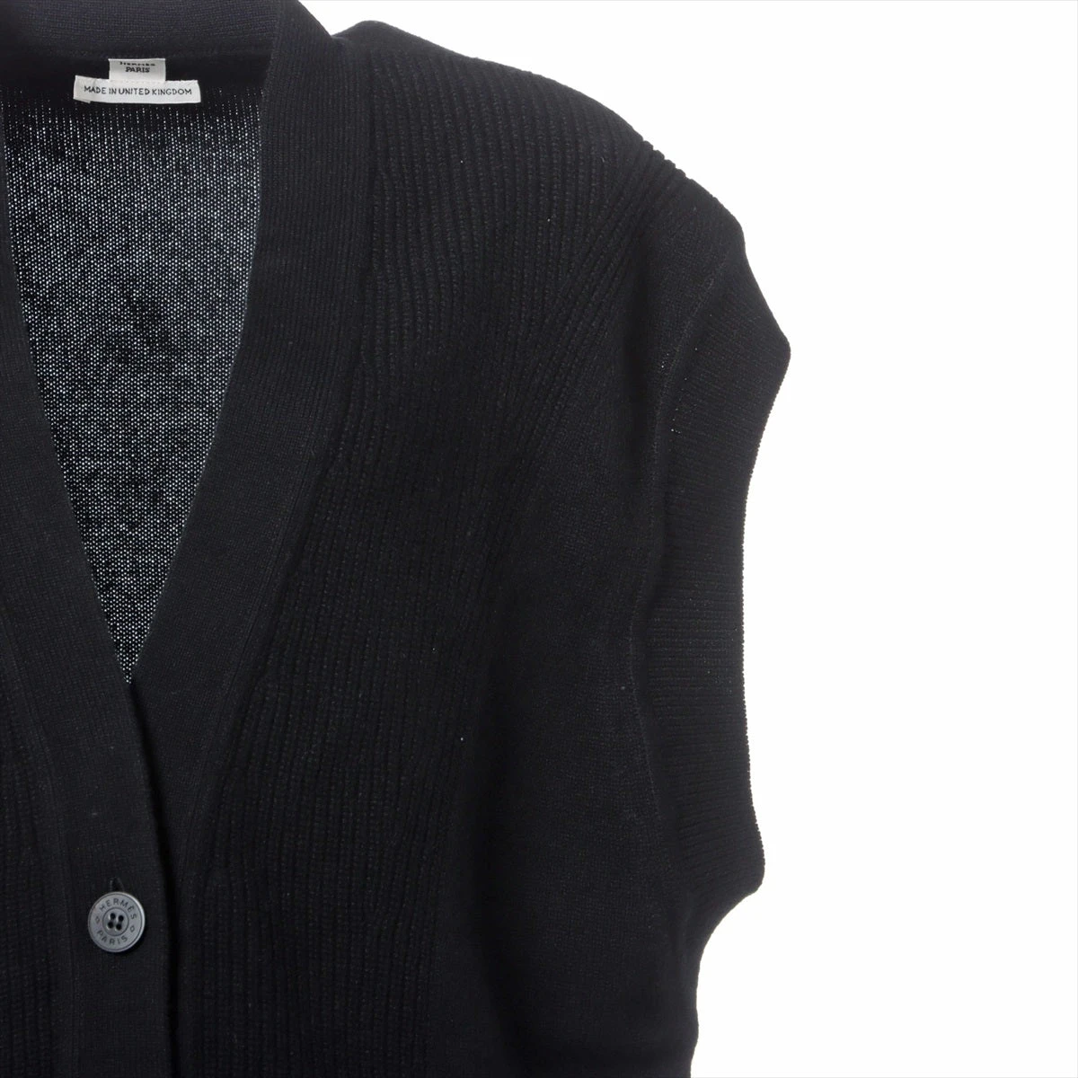 エルメス 23AW カシミヤ ニットベスト 34 ブラック 37-7703 A2846505