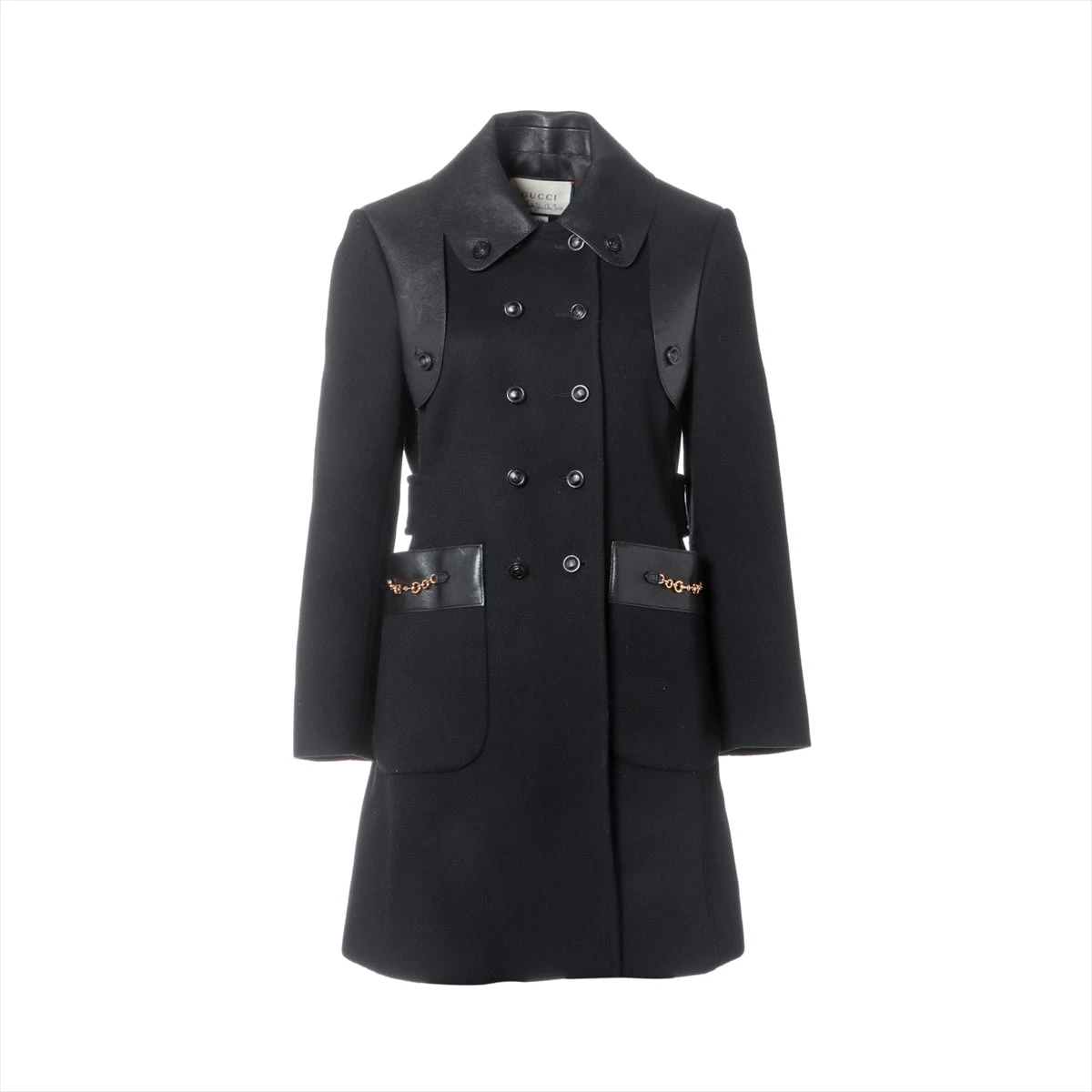 グッチ ホースビット ウール×レザー コート 40 レディース ブラック  