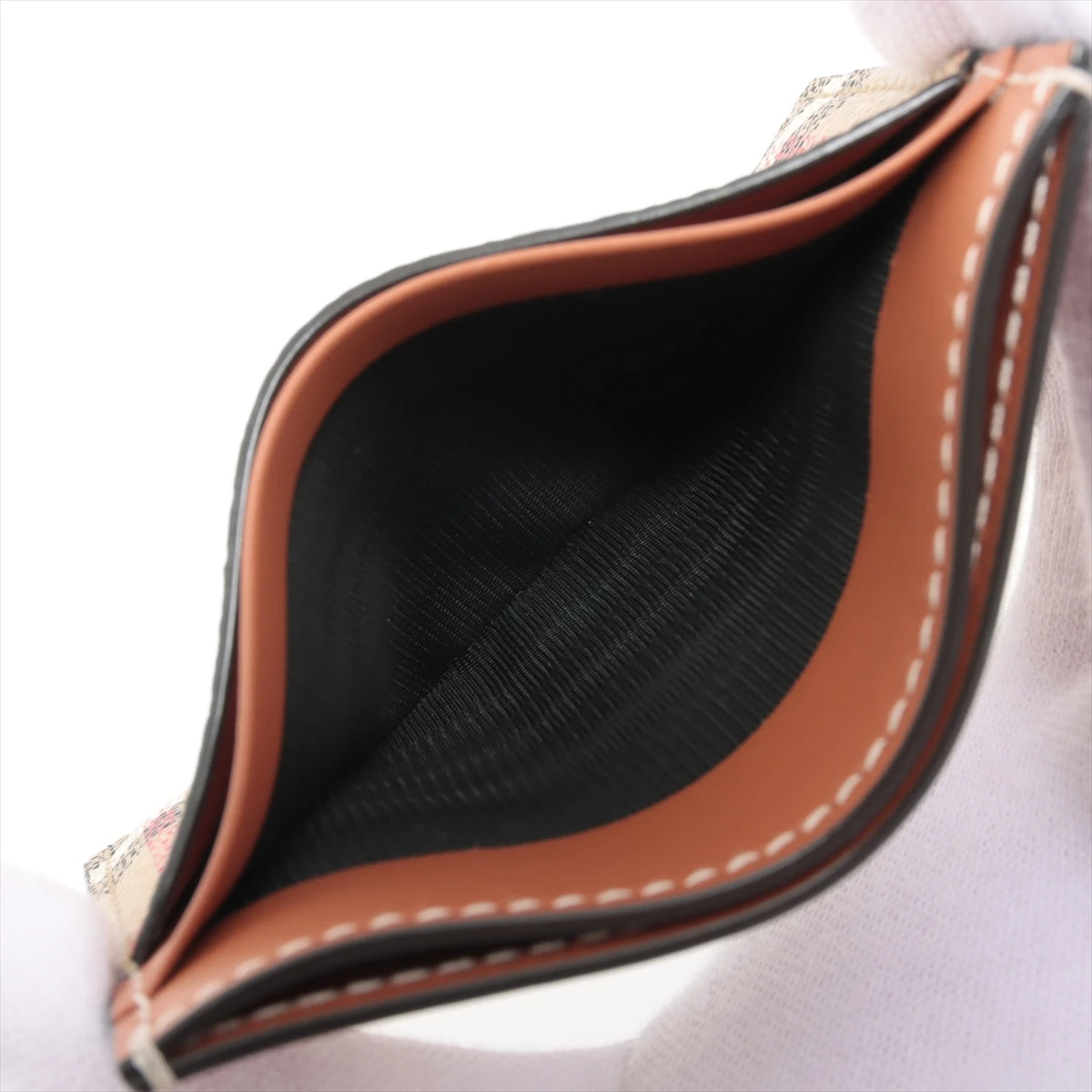 未使用級 バーバリー カードケース レザー ノバチェック BURBERRY (バーバリー) PVC ノバチェック レザー フラグメント