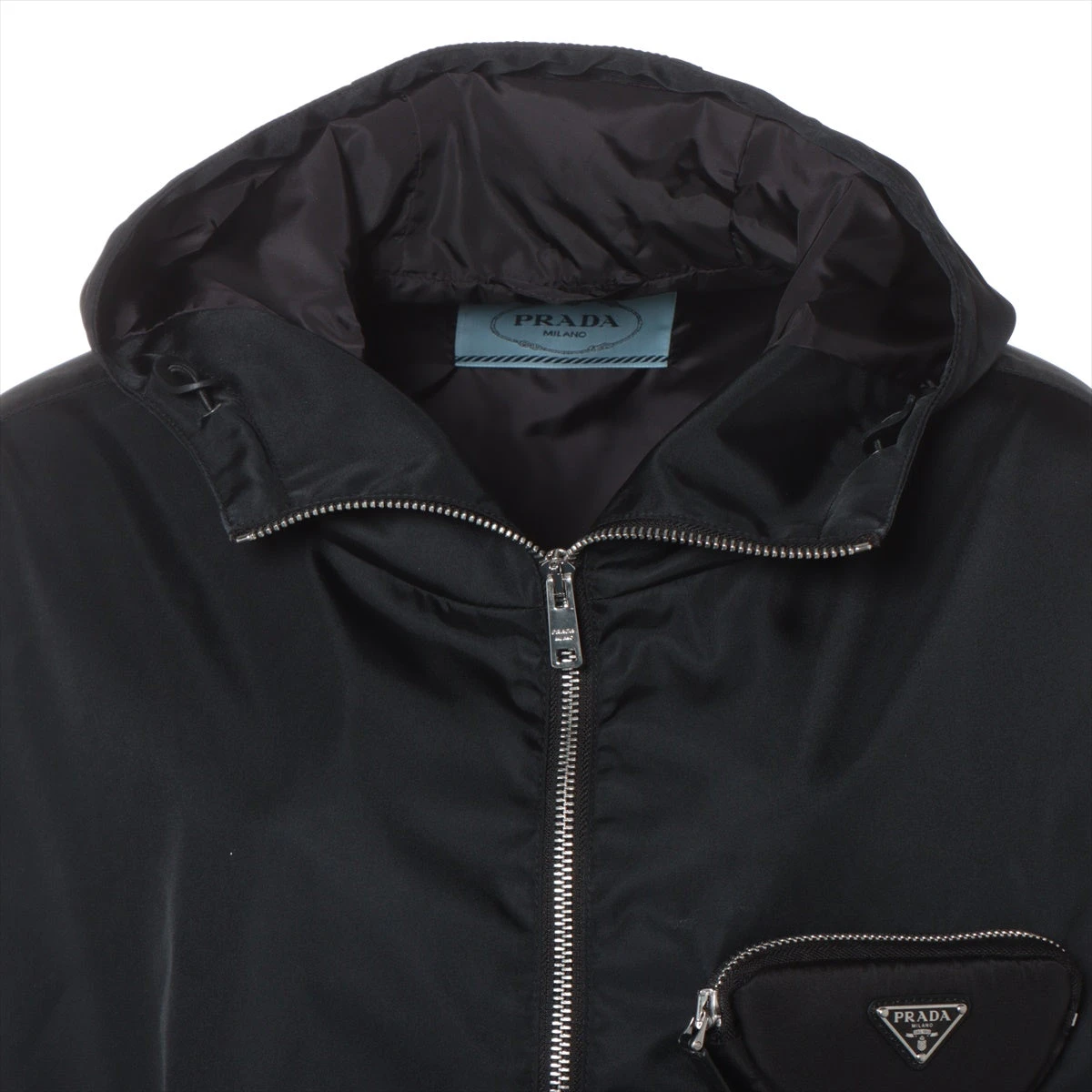 PRADA プラダ MA-1 ナイロンジャケット トライアングルロゴ ブラック プラダ トライアングルロゴ 22SS ナイロン シャツ L メンズ