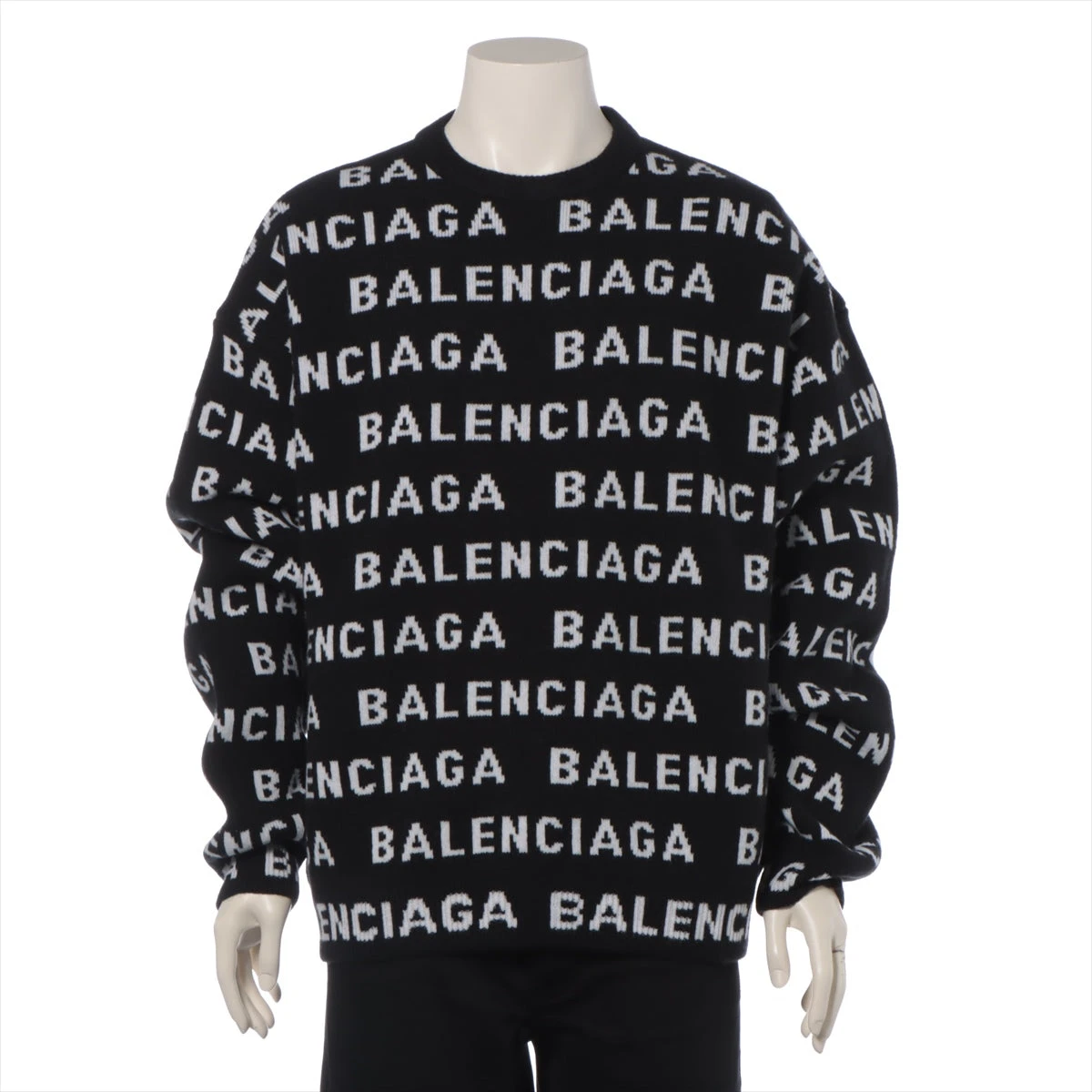 バレンシアガ ロゴ 23AW ウール ニット S メンズ ブラック 761596 
