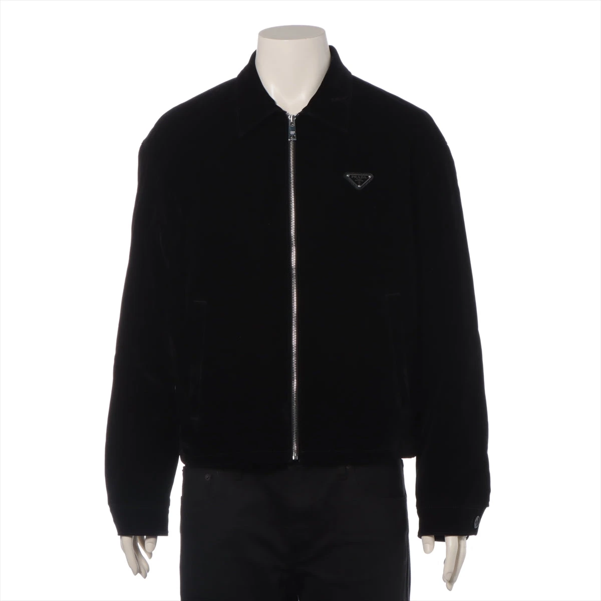 26万 22SS プラダ 三角プレート ブラック ベルベット デニム 36