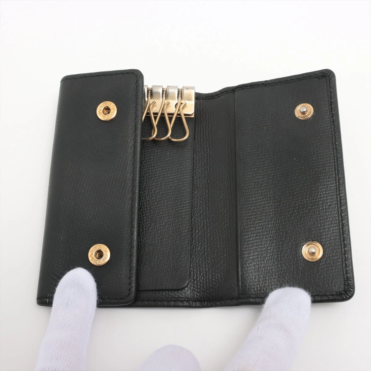 新品未使用✨アニエスベー レザー キーケース ブラック ゴールド ロゴ金具 黒 agnes b. アニエスベー ロゴ キーケース レザー レディース