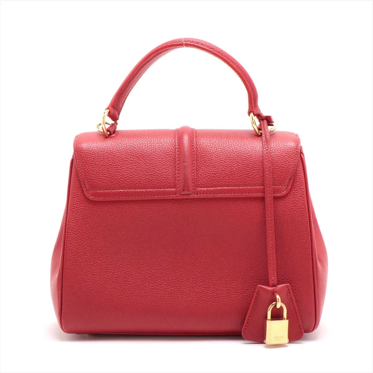 【CELINE】16（セーズ）バッグ スモール セール レッド セリーヌ 16セーズ スモール レザー 2WAYハンドバッグ レッド