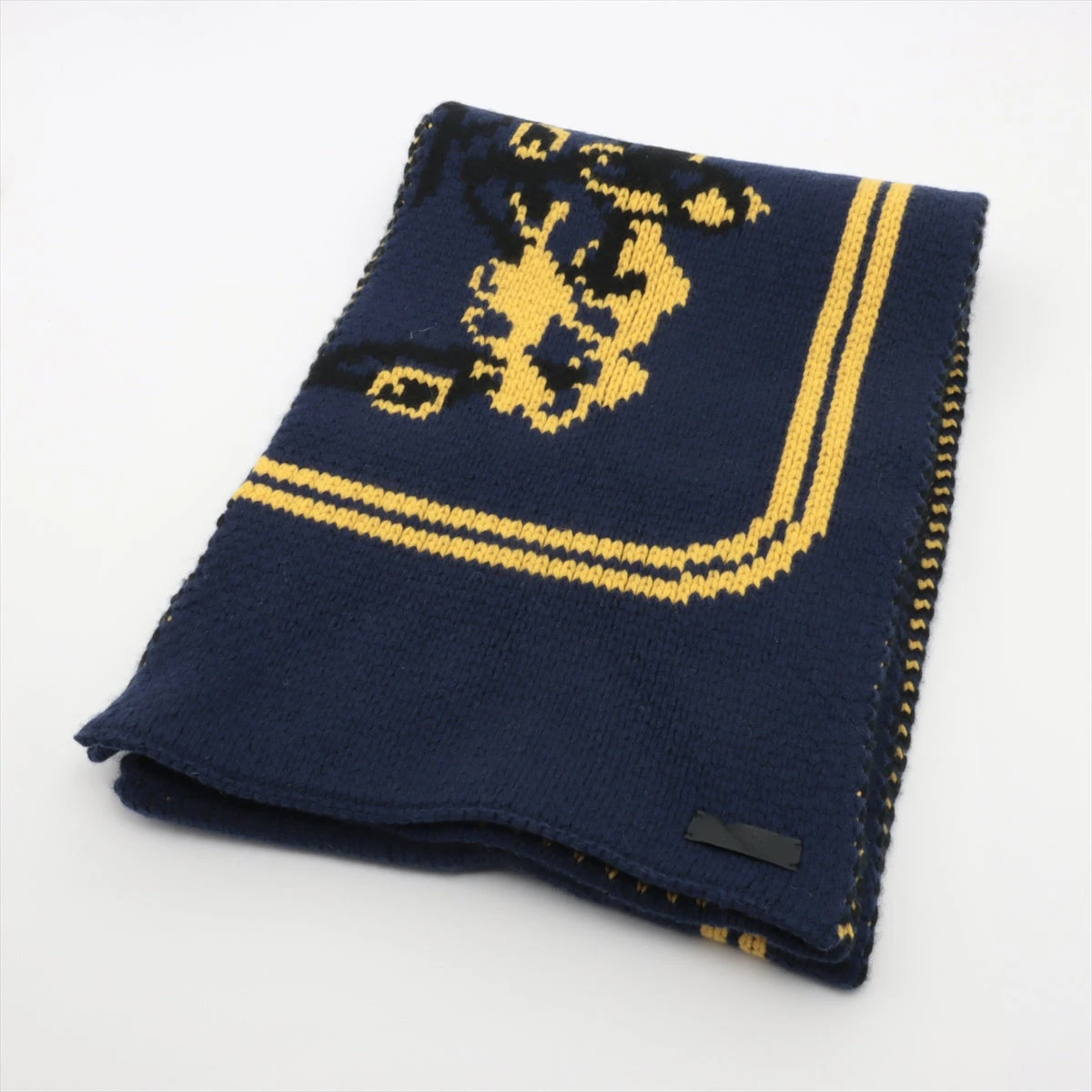 １　エルメス　マフラー　新品タグ付き　ネイビー×イエロー エルメス マフラー カシミヤ イエロー×ネイビー 1 エルメス マフラー