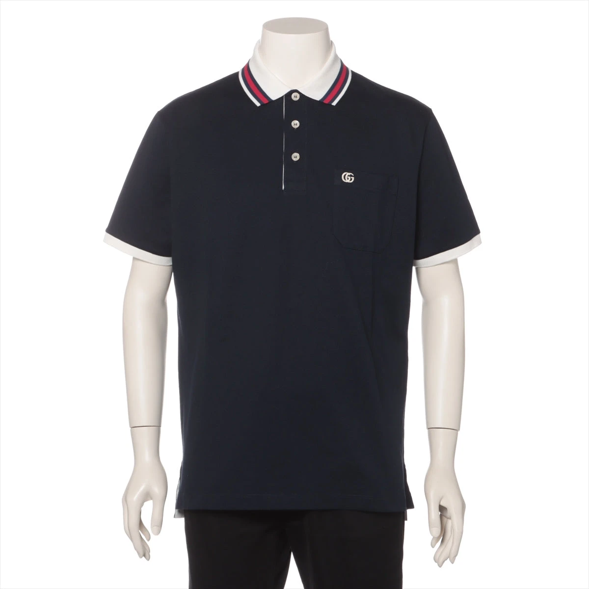 グッチ GGロゴ 24SS コットン ポロシャツ S メンズ ネイビー