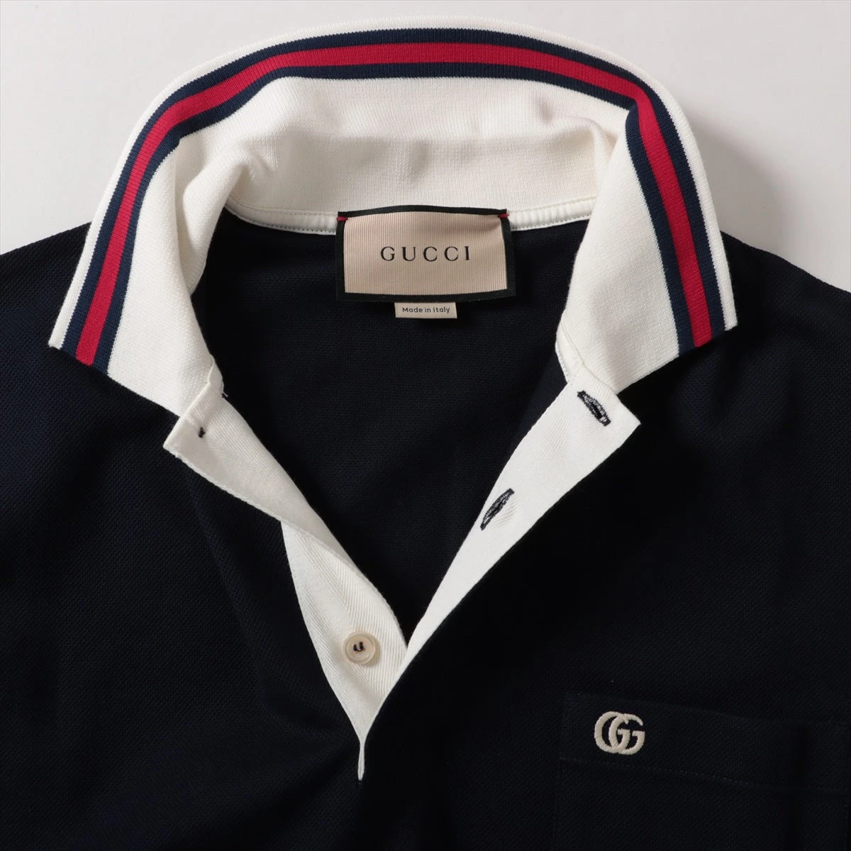 グッチ GGロゴ 24SS コットン ポロシャツ S メンズ ネイビー