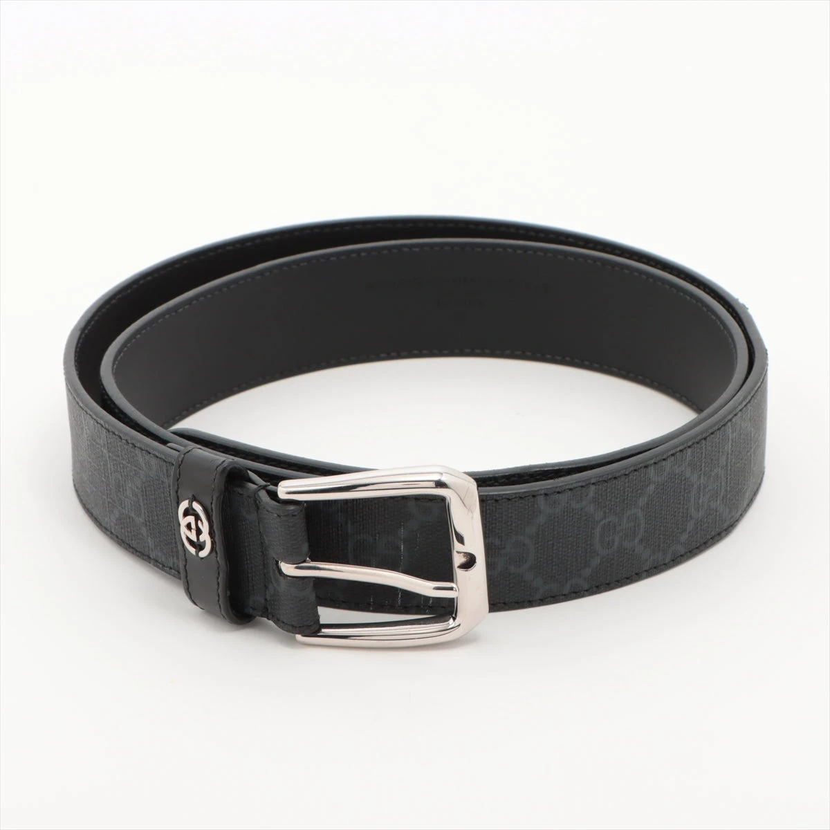 グッチ 673921 GGスプリーム ベルト 95/38 PVC×レザー ブラック