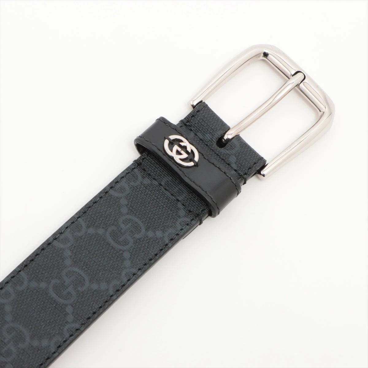 グッチ 673921 GGスプリーム ベルト 95/38 PVC×レザー ブラック
