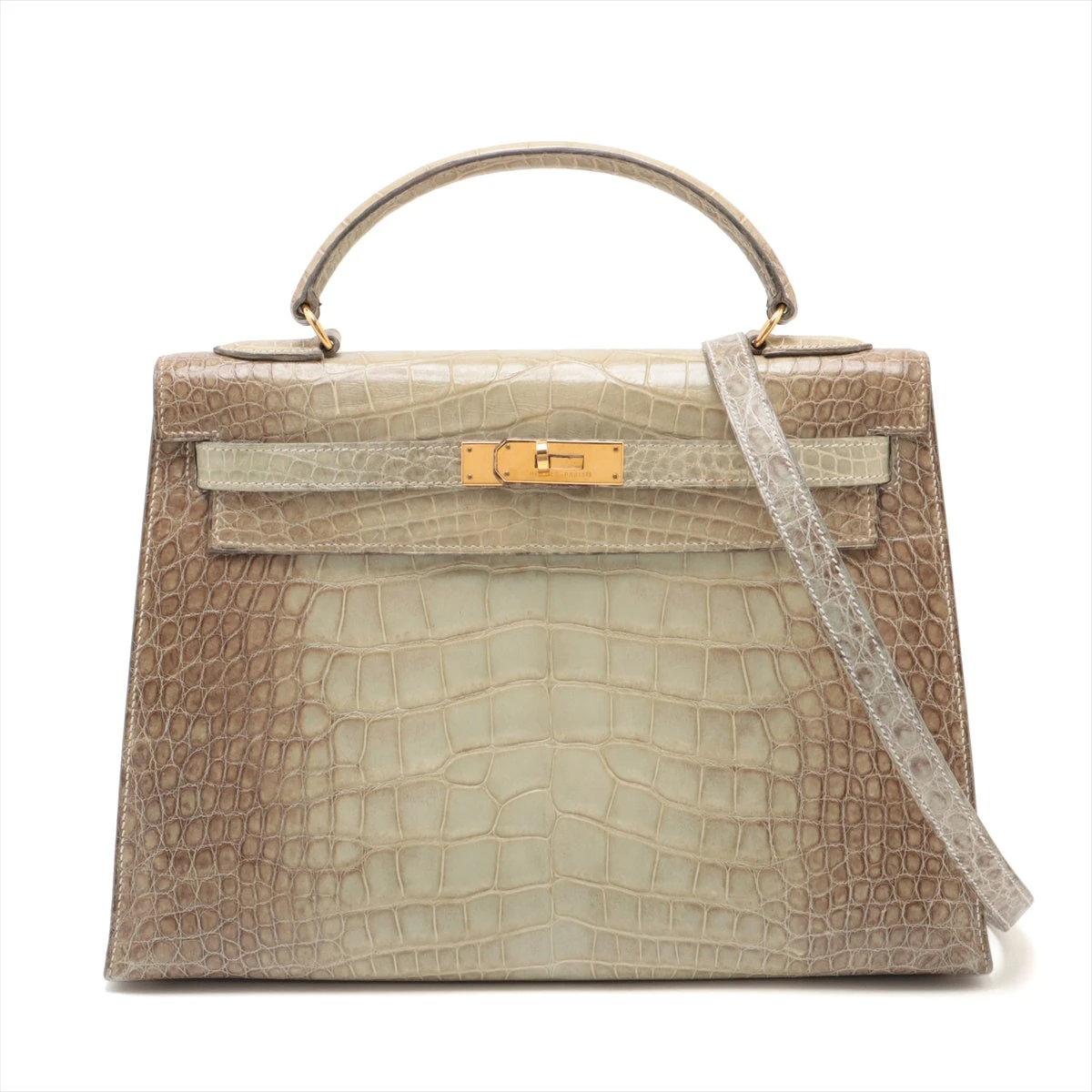 エルメス ケリー32 アリゲーター ヒマラヤ ゴールド金具 ○Y