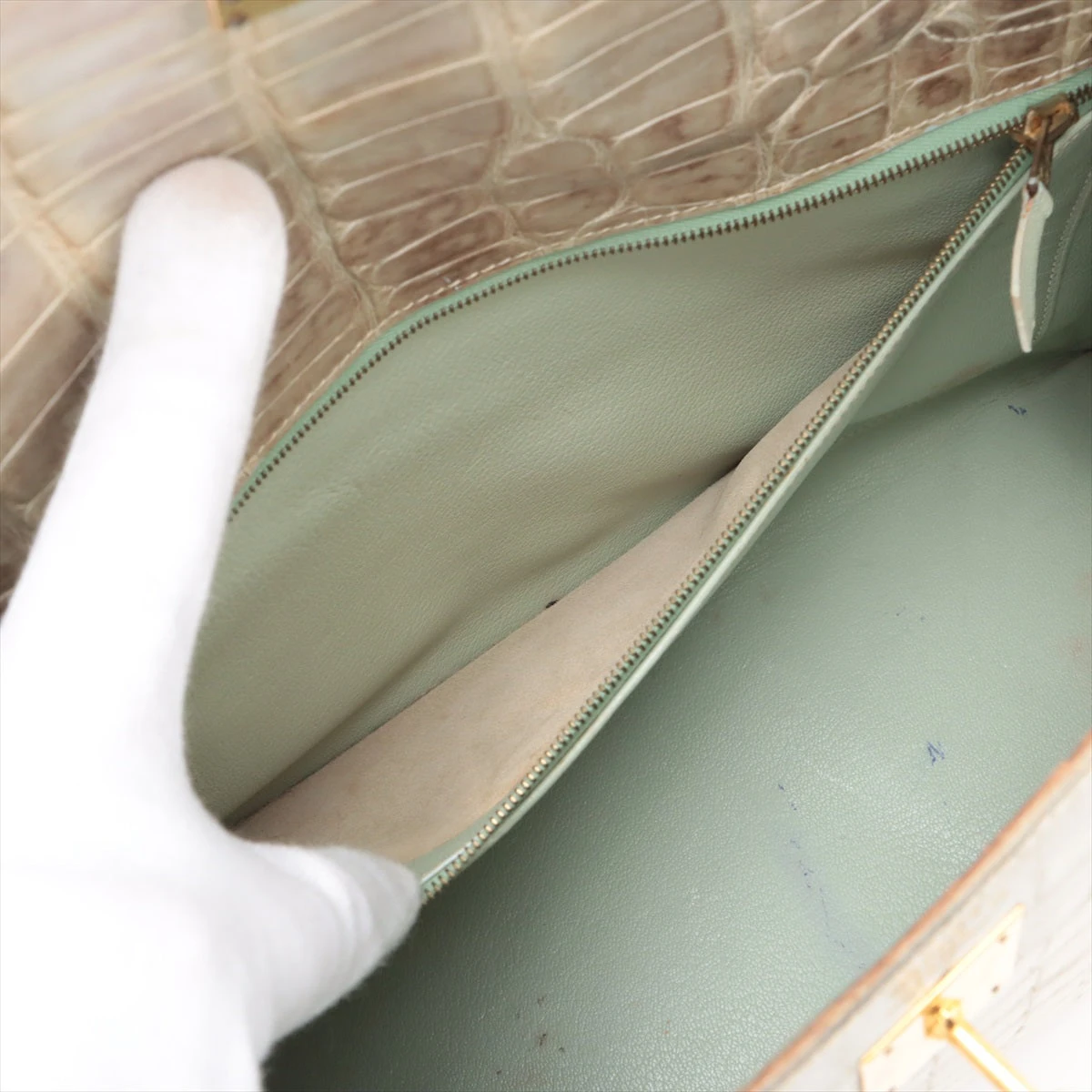 エルメス ケリー32 アリゲーター ヒマラヤ ゴールド金具 ○Y:1995年