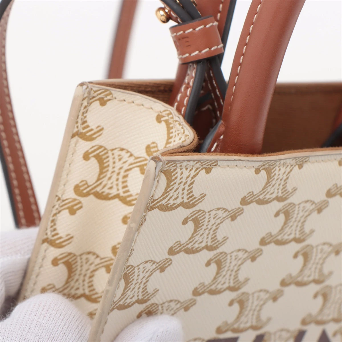 セリーヌ CELINE バーティカルカバ カバ ホワイト 白 持ち手 レア 中古・古着通販】CELINE (セリーヌ) ミニバーティカルカバ