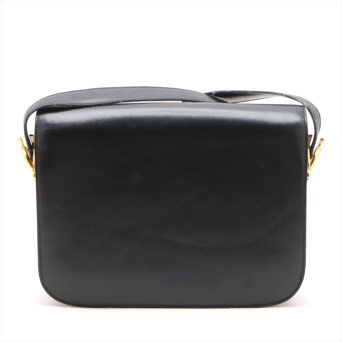 セリーヌ 馬車金具 ロゴ ショルダーバッグ ブラック レザー CELINE/セリーヌ】馬車金具 レザー ショルダーバック ブラック