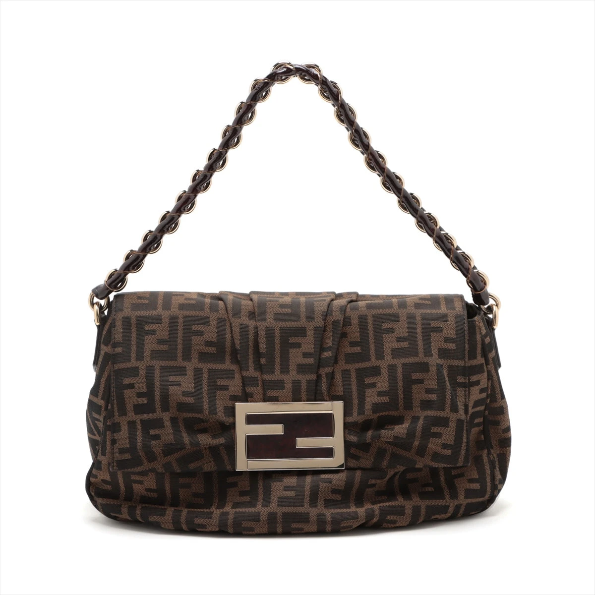 フェンディ ミア ズッカ キャンバス×パテントレザー チェーン  