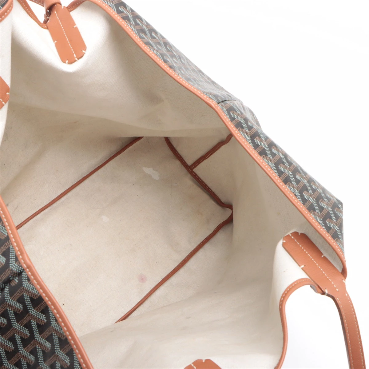 ゴヤール サンルイXXL PVC×レザー トートバッグ ブラック×ブラウン