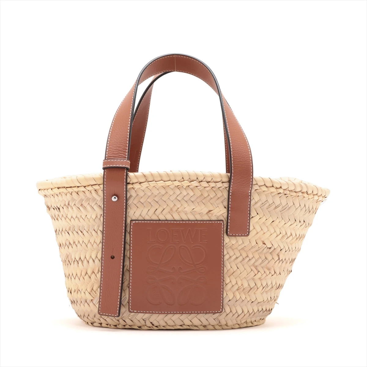 LOEWEロエベバスケットスモールラフィア×レザーハンドバッグブラウン ロエベ バスケットスモール ラフィア×レザー カゴバッグ ブラウン
