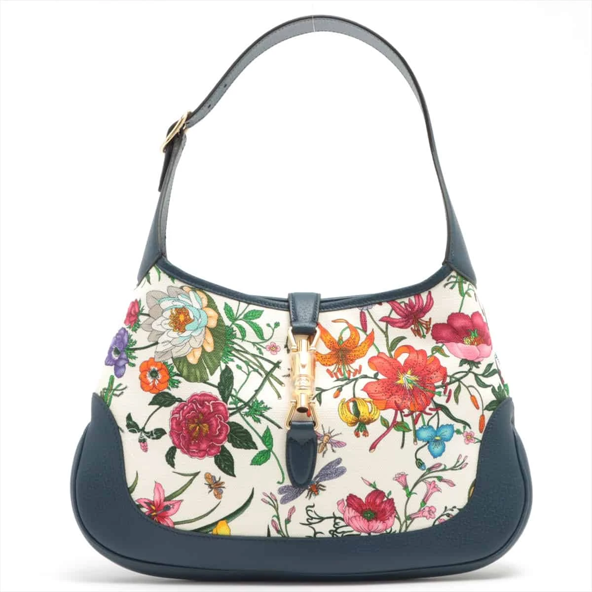 グッチ GGフローラ ジャッキー キャンバス×レザー ショルダーバッグ