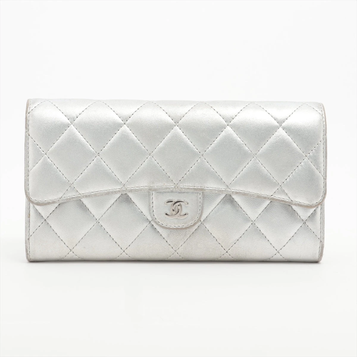 MT260 CHANEL シャネル シルバー マトラッセ ラムスキン 財布