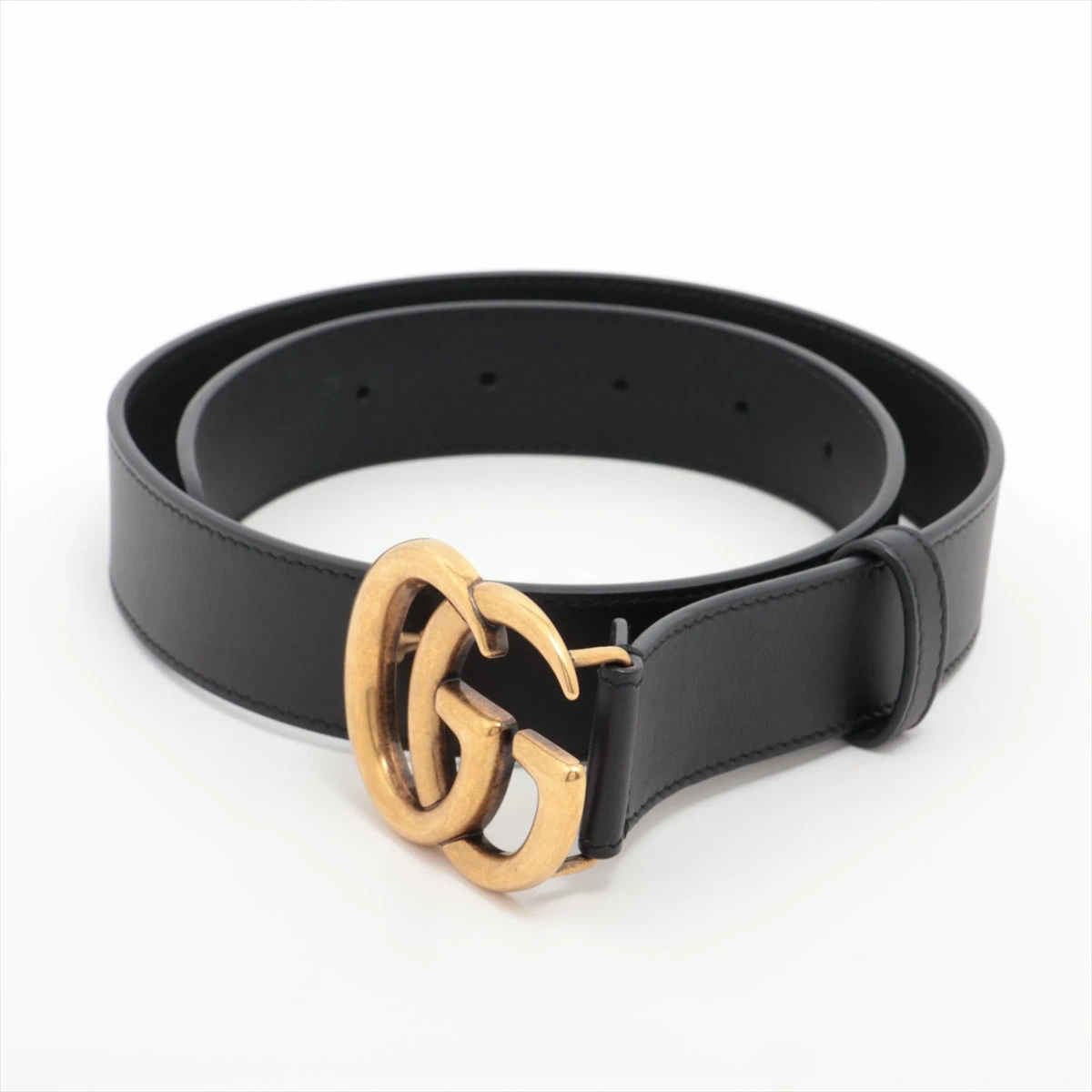 GG Marmont leather belt with shiny buckle in black leather