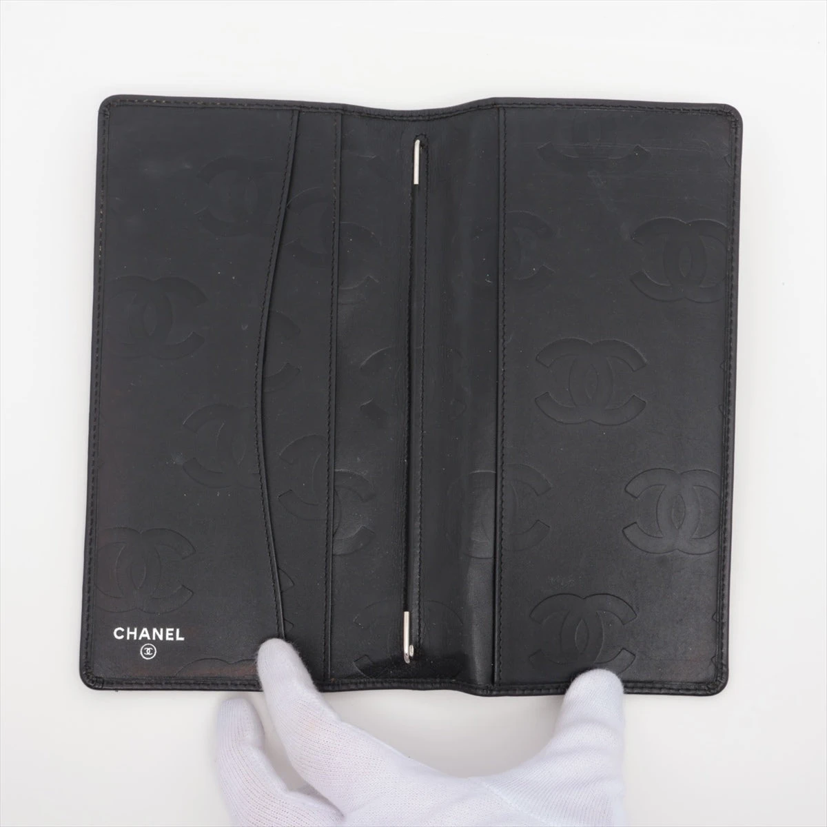 シャネル カンボンライン レザー 手帳カバー ブラック シルバー金具 12 