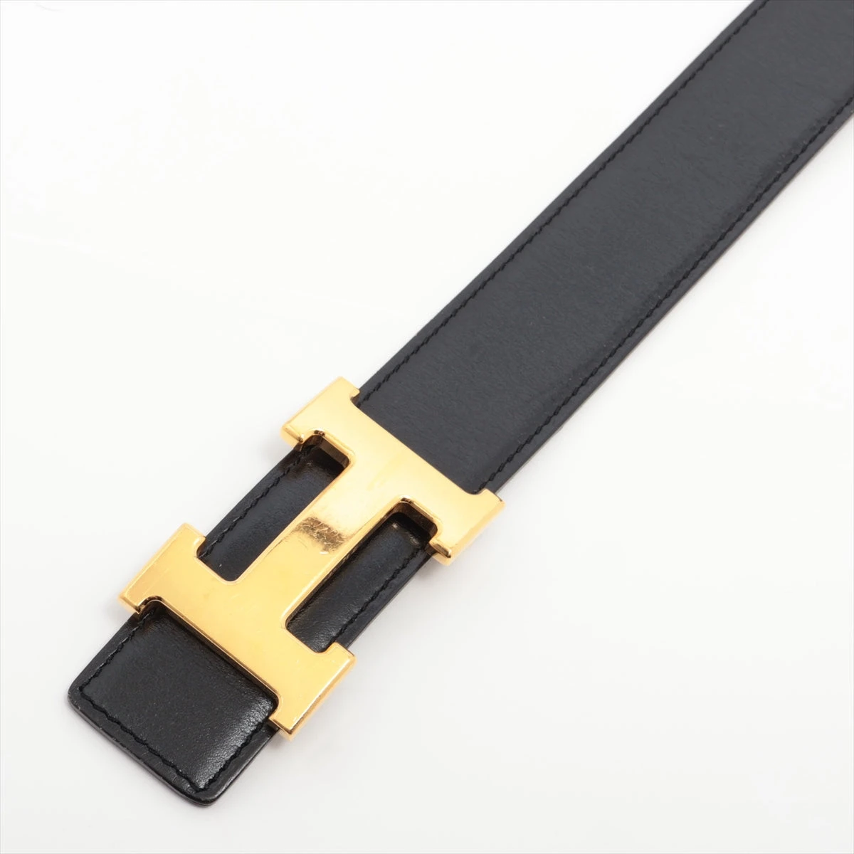 エルメス Hベルト 刻印不鮮明 ベルト 90 レザー ブラック