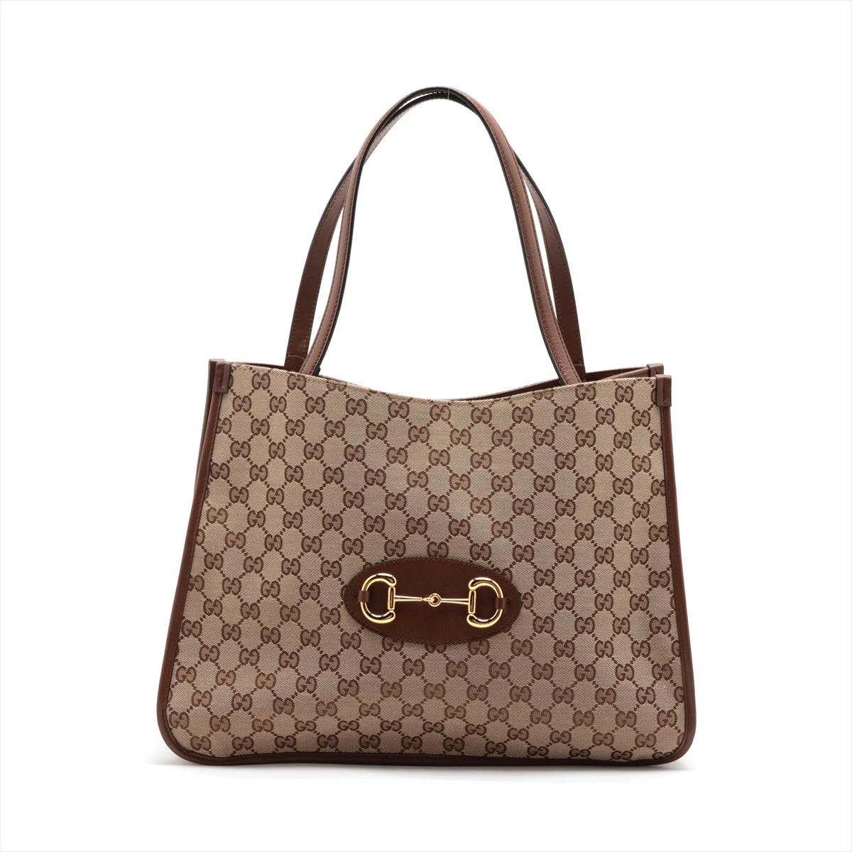 GUCCI グッチ GGキャンパス トートバッグ ブラウン レザー キャンパス グッチ GGキャンバス キャンバス×レザー トートバッグ ブラウン