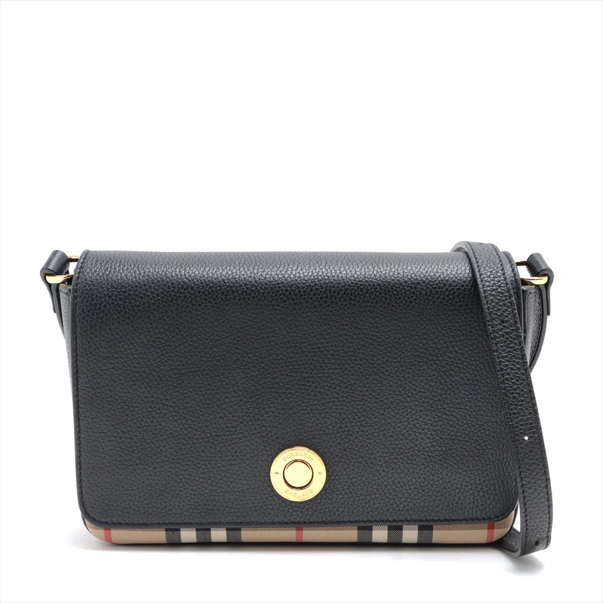 2504-36｜バーバリー ショルダーバッグ レザー ブラック ノバチェック 専用【Burberry】ショルダーバッグ ノバチェック レザー ブラック 2504