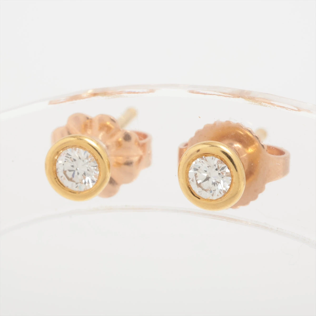 ティファニー バイザヤード ダイヤ ピアス 750(YG×PG) 1.0g 直径約4.30