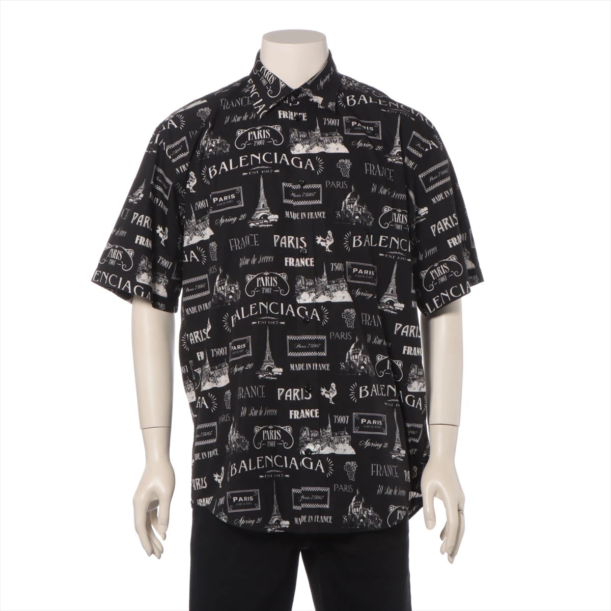 バレンシアガ 19年 コットン シャツ 37 メンズ ブラック