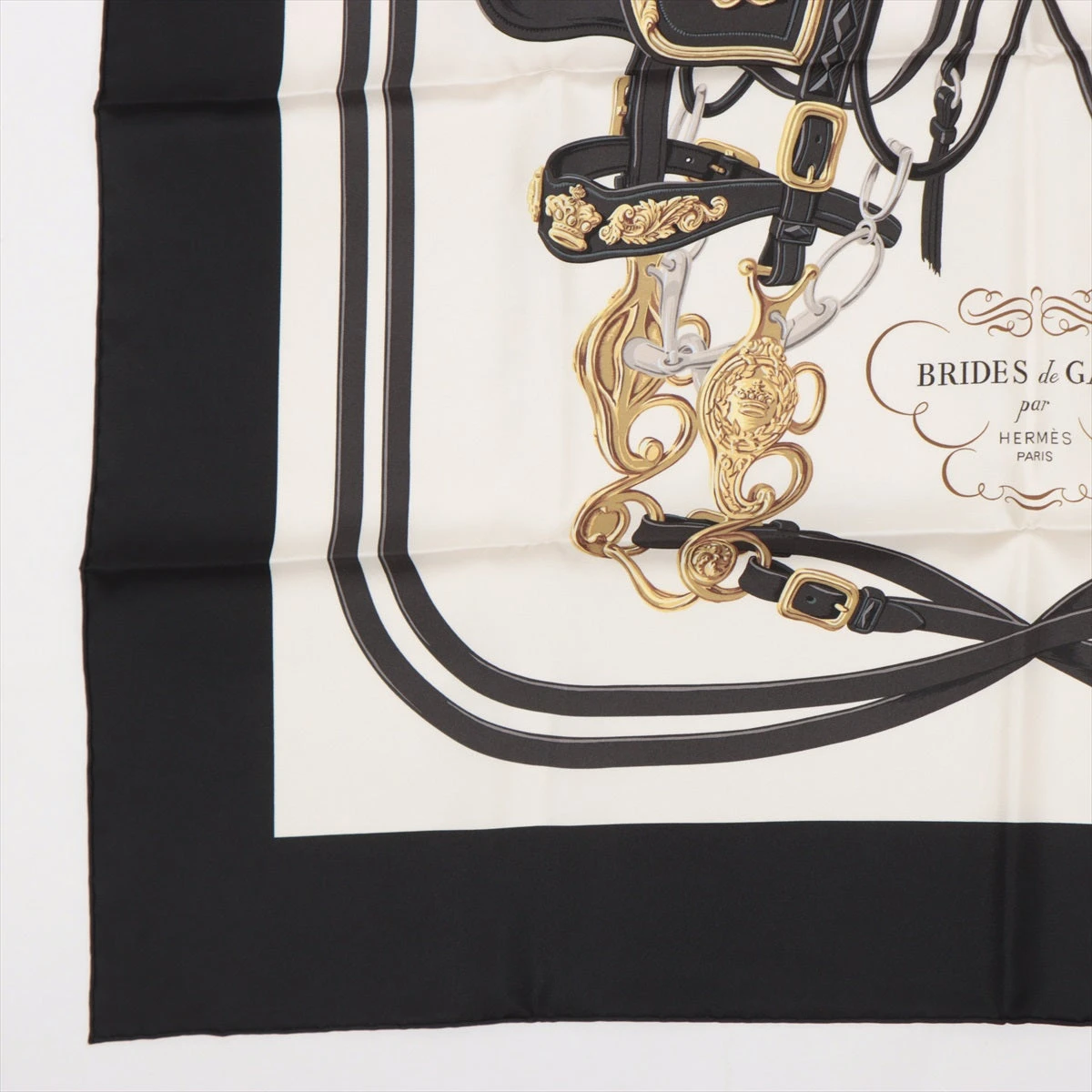 美品◎HERMES エルメス 21SS BRIDES de GALA en Desordre 式典用馬勒 コットン100％ 半袖Ｔシャツ ブラック ホワイト 34 仏製 正規品 BRIDES de GALA en Desordre Tシャツ コットン ピンク ブラック