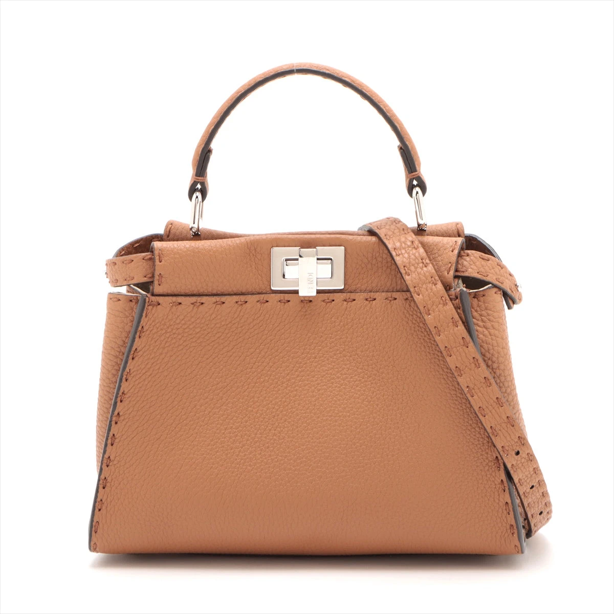 フェンディ セレリア ピーカブー 2WAY ハンドバッグ ブラウン KK002 フェンディ ミニピーカブー セレリア レザー 2WAYハンドバッグ