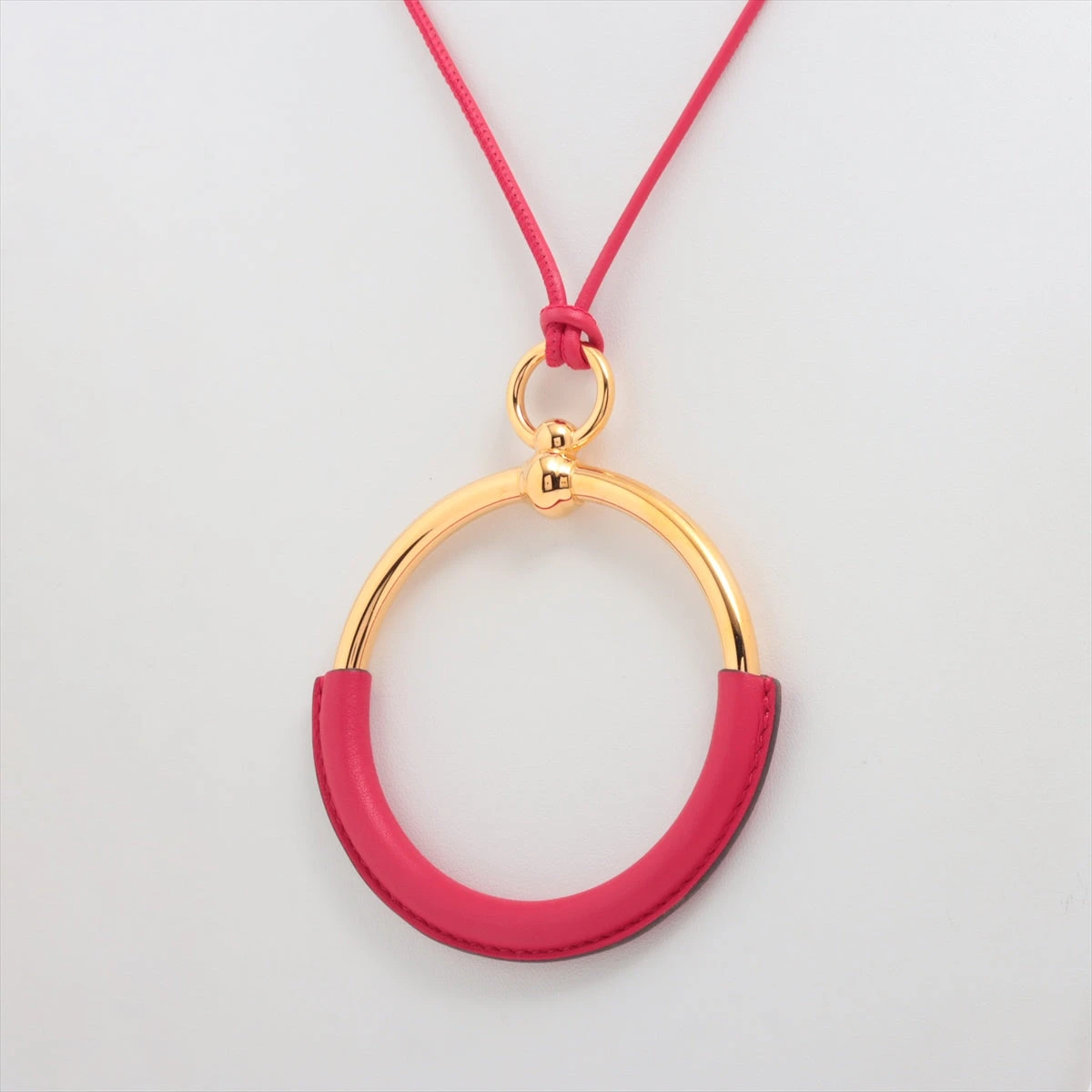 エルメス ループ ネックレス GP×革 ゴールド×レッド AP073665｜中古 