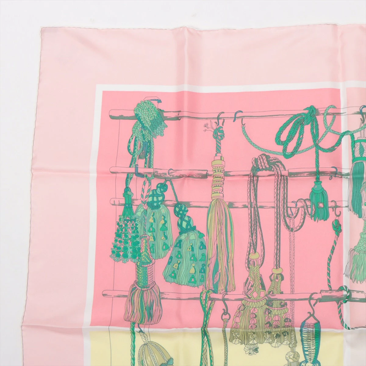 エルメス カレ90 Passementerie 紐飾り スカーフ シルク ピンク