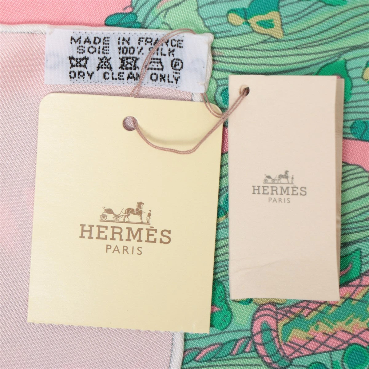 エルメス カレ90 Passementerie 紐飾り スカーフ シルク ピンク