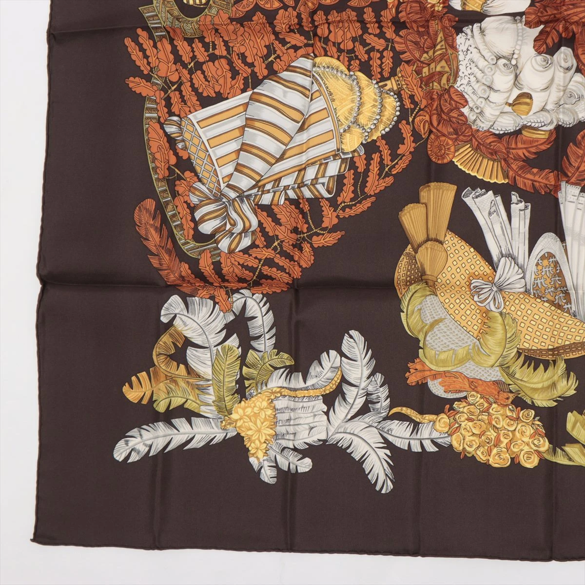 エルメス カレ90 chapeau 脱帽 スカーフ シルク ブラウン