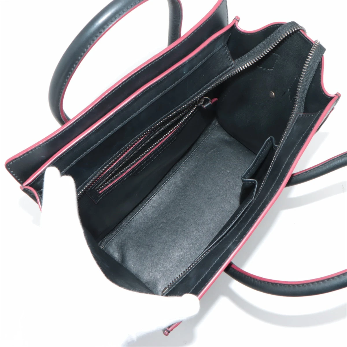 セリーヌ ラゲージ マイクロショッパー レザー ハンドバッグ ブラック