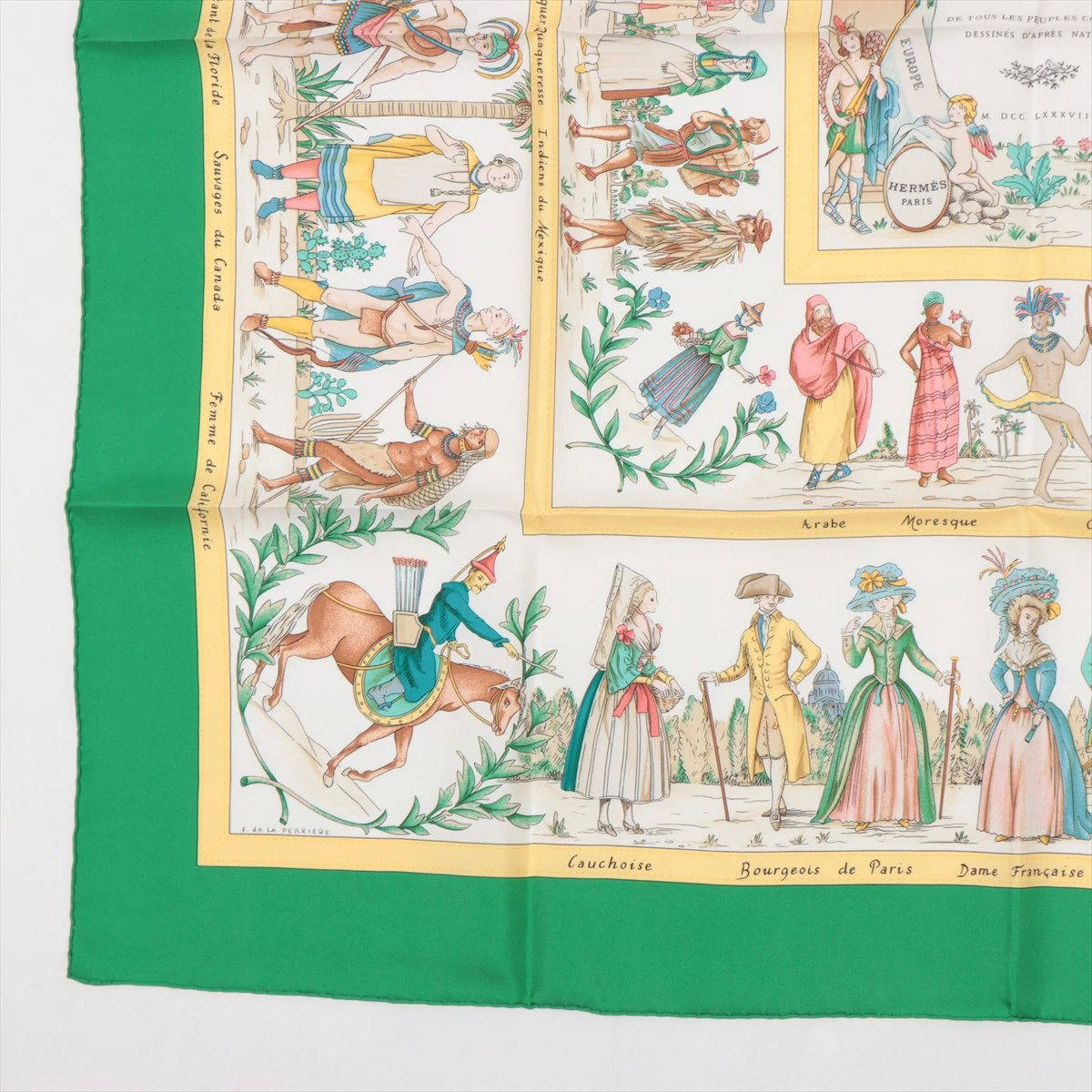 エルメス　シルクスカーフ カレ90現代市民の服装 COSTUMES 楽天市場】エルメス カレ90 COSTUMES CIVILS ACTUELS 現代市民の