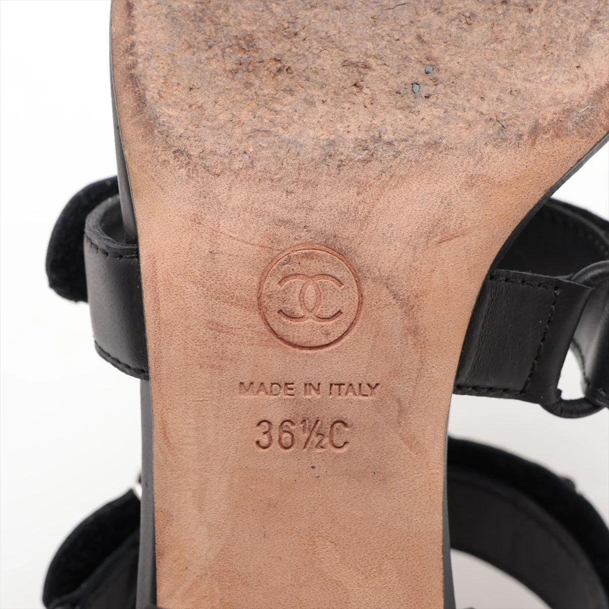 【チェーン×レザーが主張する☆歩きやすい♪】CHANEL サンダル シャネル ココマーク レザー サンダル 36 1/2 レディース