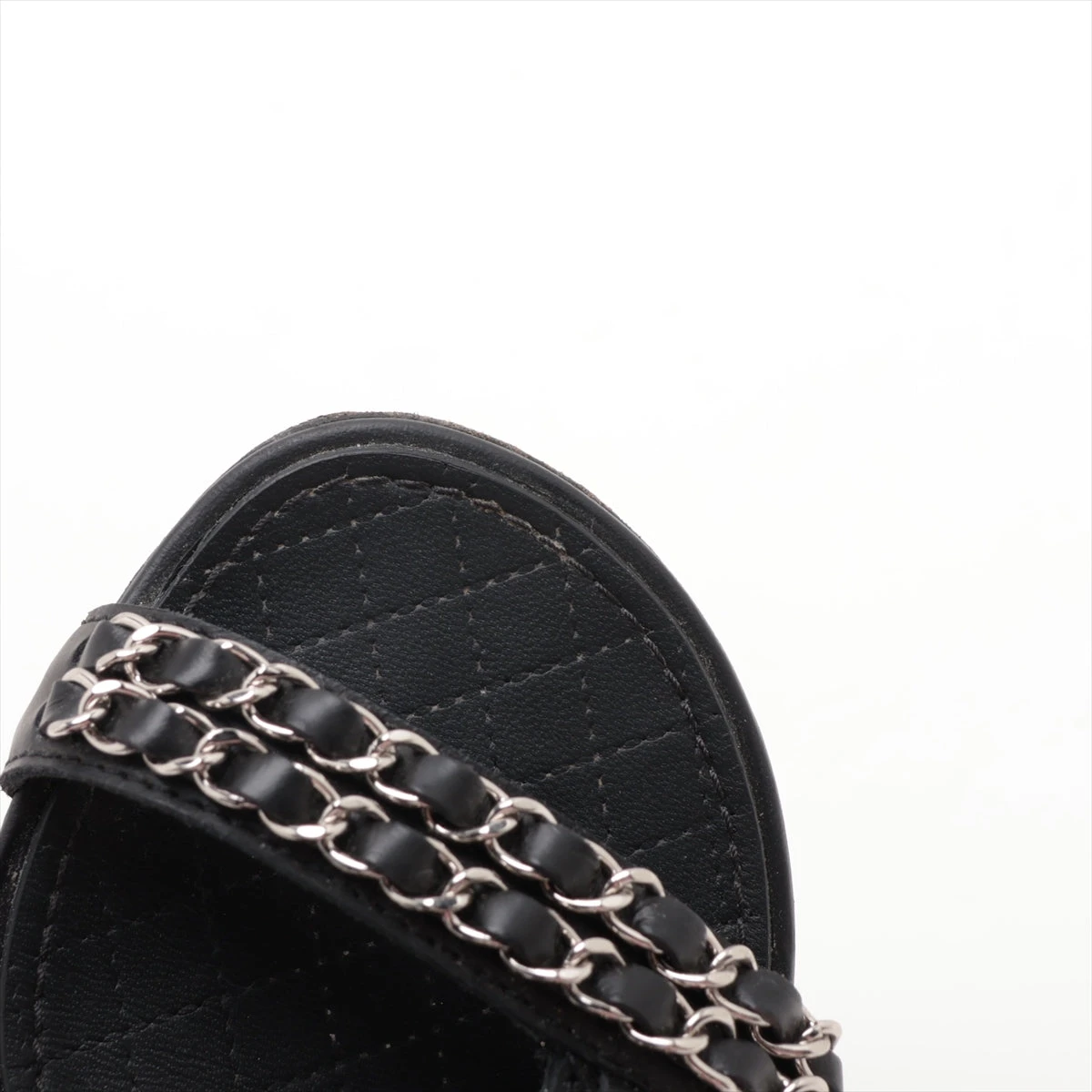 【チェーン×レザーが主張する☆歩きやすい♪】CHANEL サンダル シャネル ココマーク レザー サンダル 36 1/2 レディース