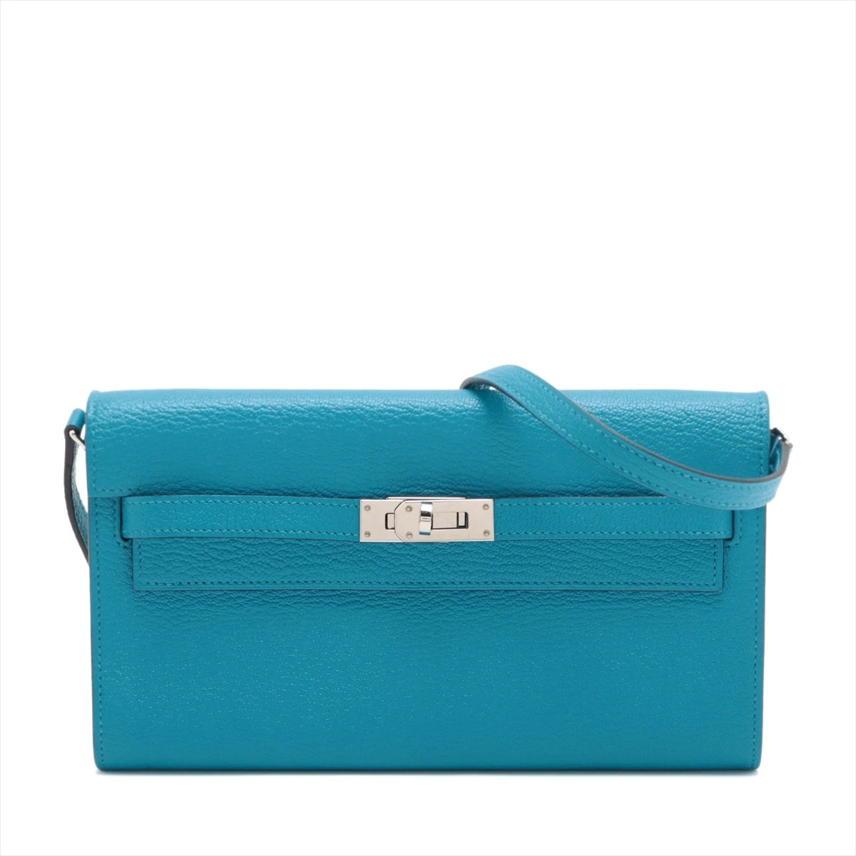 エルメス ケリー ウォレット トゥーゴー シェブルミゾル ブルー