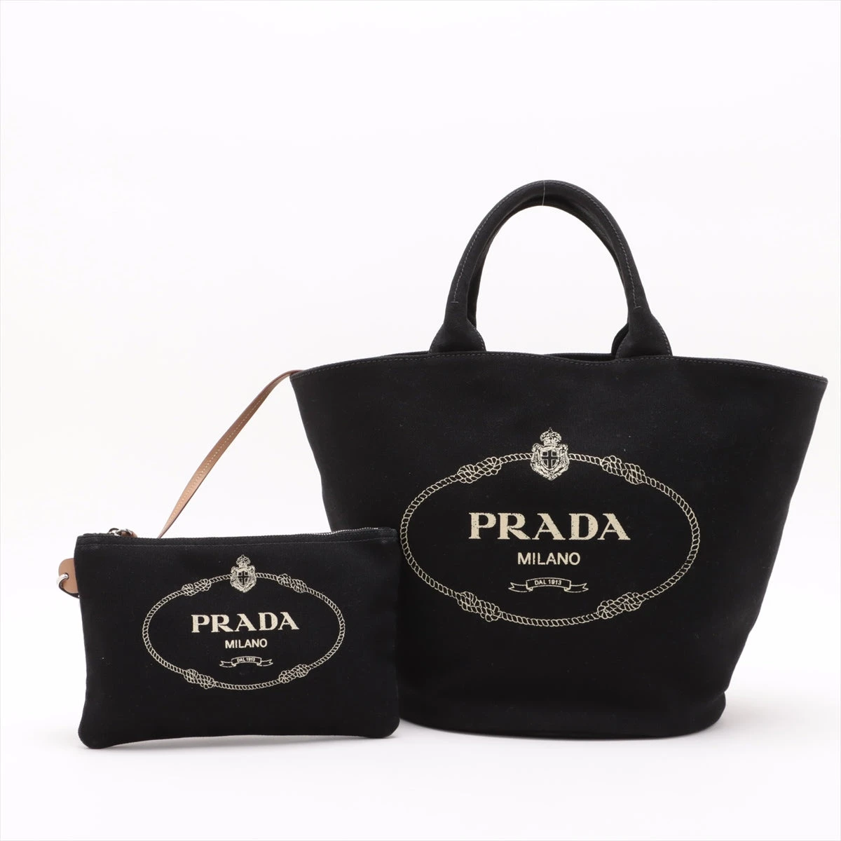 プラダ カナパ キャンバス×レザー トートバッグ ブラック 1BG163