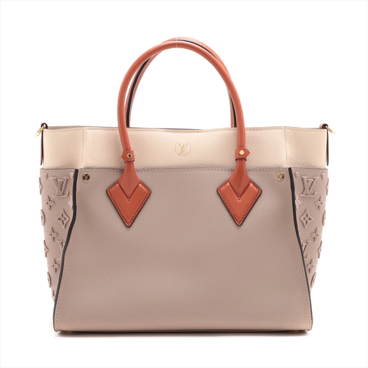 新色*LV*On My Side ベージュモノグラム ハンドバッグ M53825 ヴィトン モノグラムタフタージュ オンマイサイド M53825 RFID
