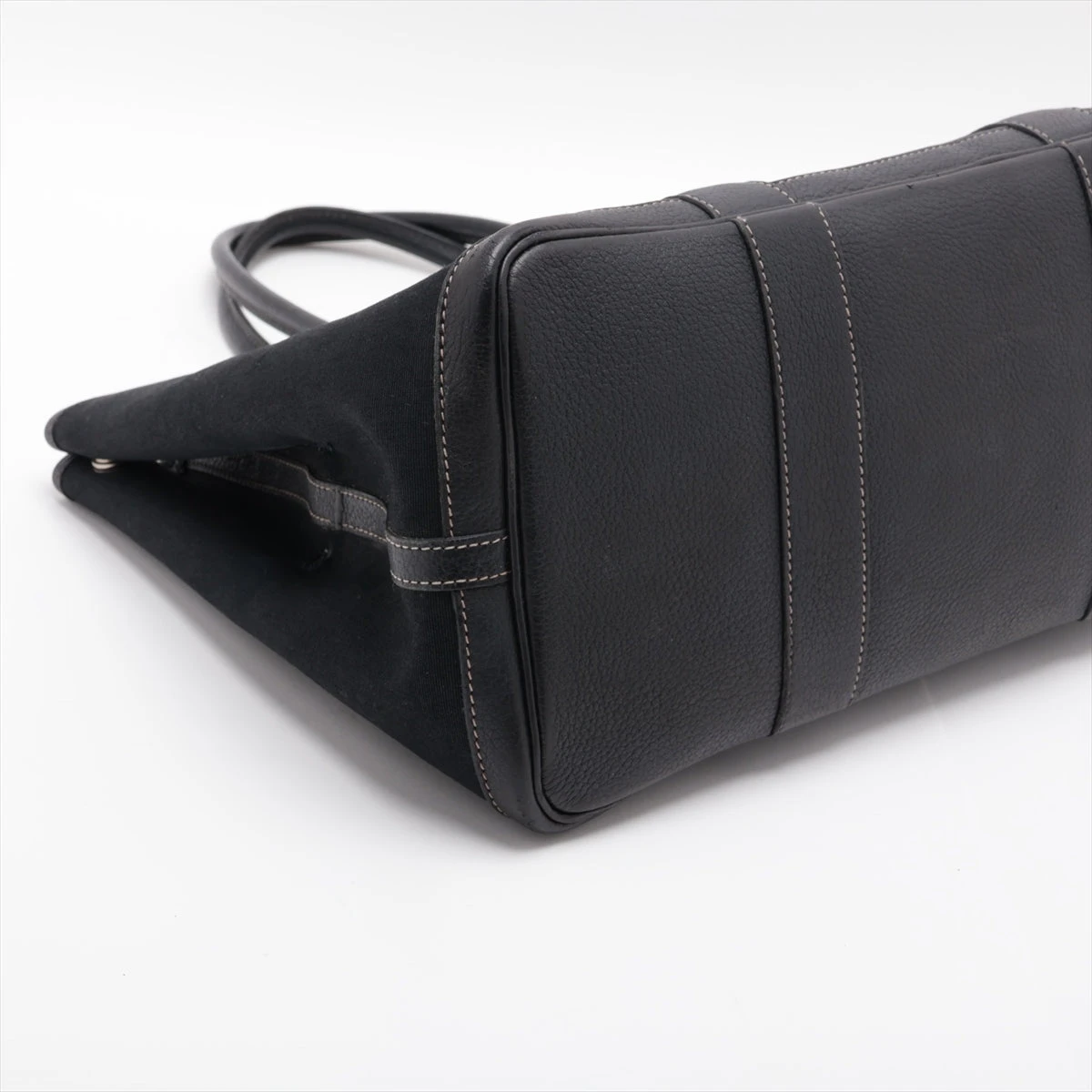 エルメスHERMES ガーデンパーティPM レザー×トワルオフィシエ 黒 □G 快適レディース - 美品 エルメス ガーデンパーティー □G トワル