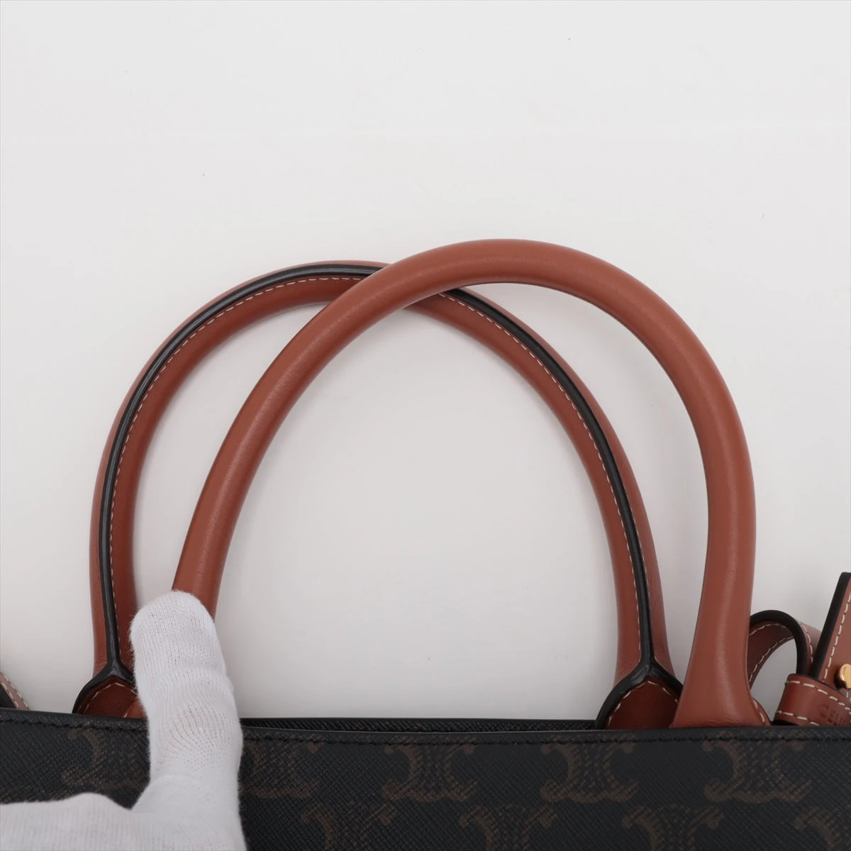 セリーヌ トリオンフ バーティカルカバ PVC×レザー 2WAY