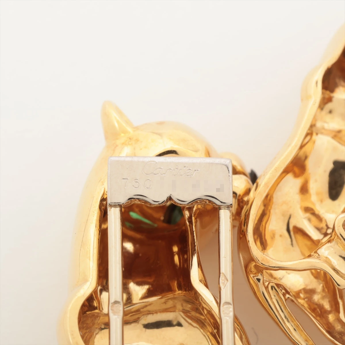 カルティエ パンテール エメラルド オニキス ブローチ 750(YG×WG