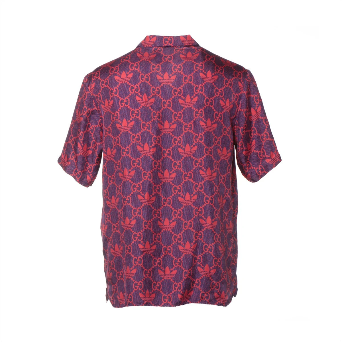 グッチ×アディダス ミケーレ期 シルク シャツ 46 メンズ レッド 691522