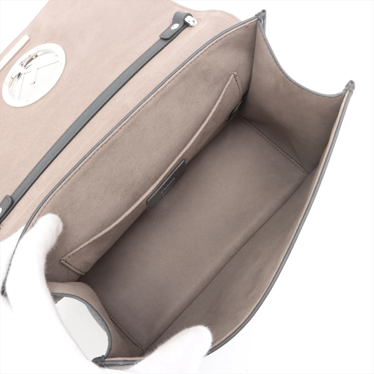 FENDI ショルダーバッグ　キャナイエフ　グレー フェンディ FENDI キャナイエフ ショルダーバッグ レザー グレー